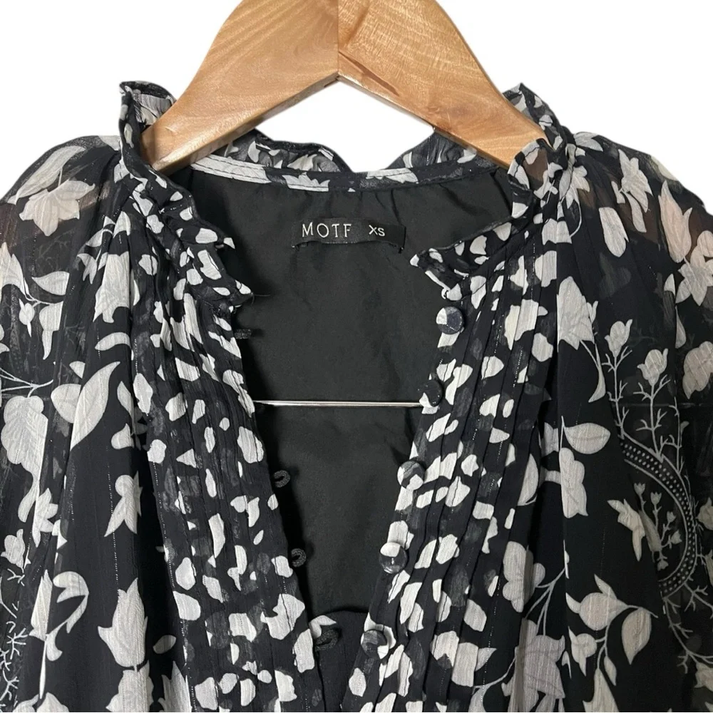 NWT Motf Studio Shein Cold Shoulder Floral Lantern Sleeve Ruffle Hem Dress XS